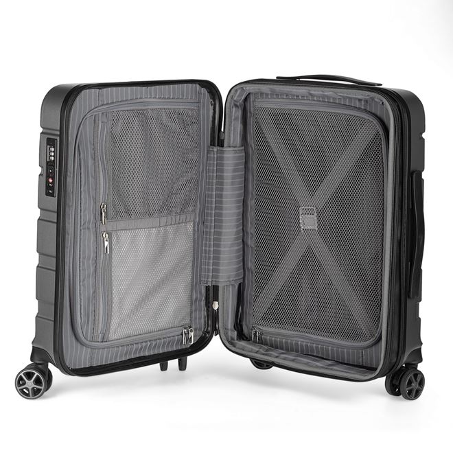 Mala 40L Com USB Rodas 360° Cinza Easy Travel