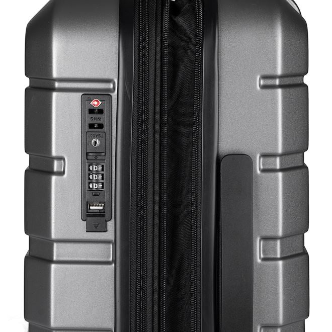 Mala 40L Com USB Rodas 360° Cinza Easy Travel