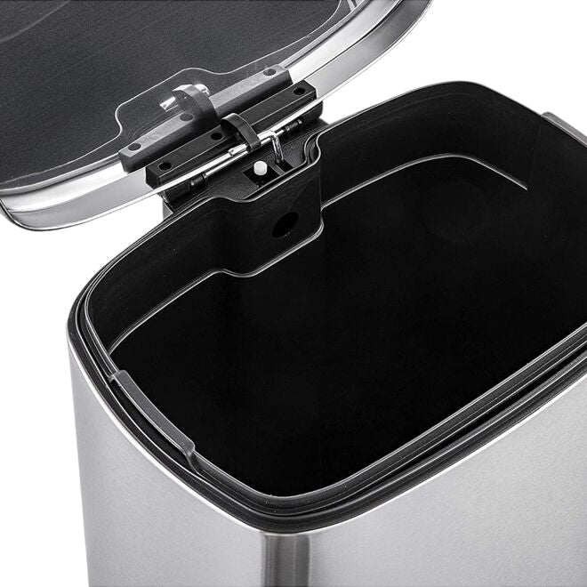 Lixeira Inox Retangular com Pedal 12L Acabamento Escovado - Mood