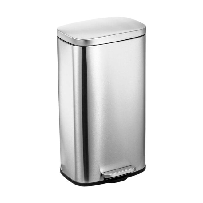 Lixeira Inox Retangular com Pedal 30L Acabamento Escovado - Mood