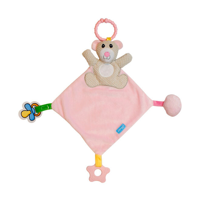 Naninha Urso Rosa com Mordedor e Suporte para Chupeta