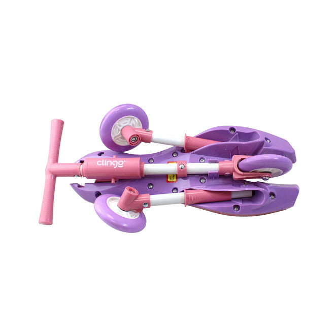 Triciclo Infantil Dobrável Clingo Rosa/Lilás Compacto