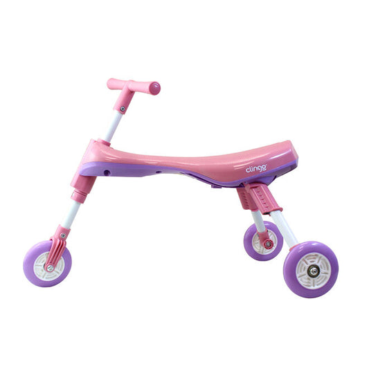 Triciclo Infantil Dobrável Clingo Rosa/Lilás Compacto