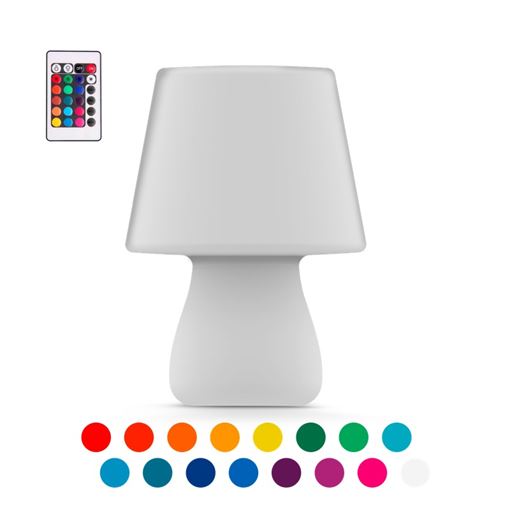 Luminária Abajur de Mesa Branca com Lâmpada RGB